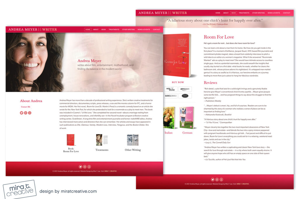 Andrea Meyer, writer website design