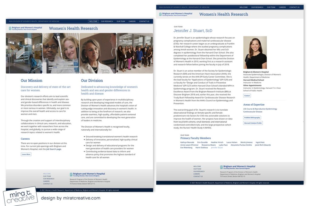 BWH Division of Women's Health Research website design