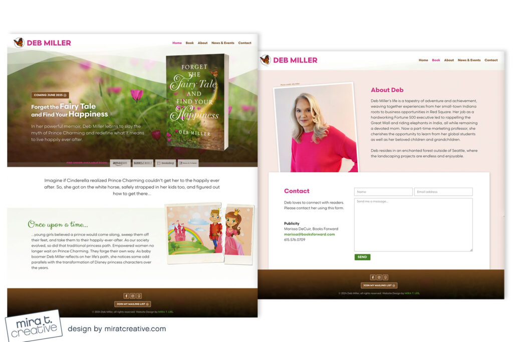 Deb Miller, debut memoir website design