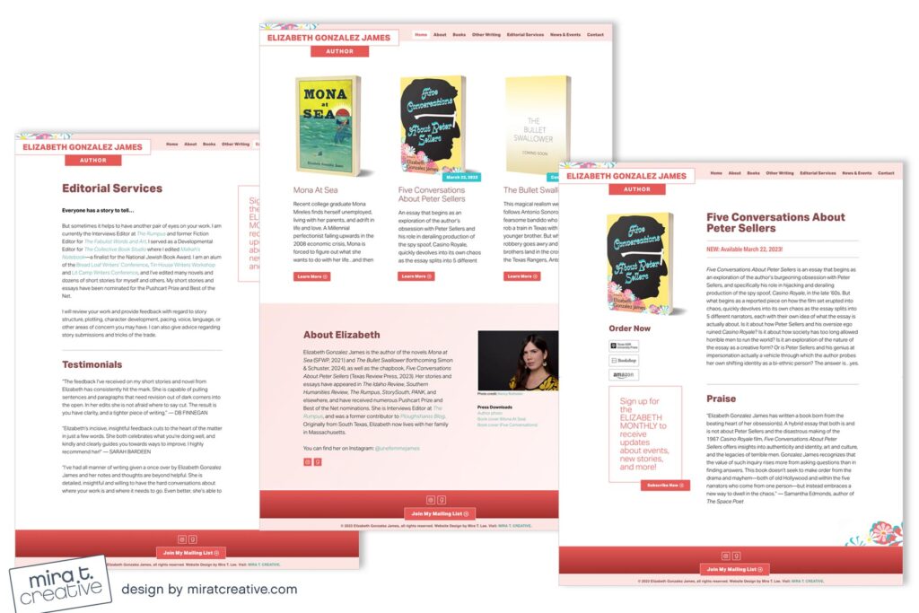 Elizabeth Gonzalez James, author website design