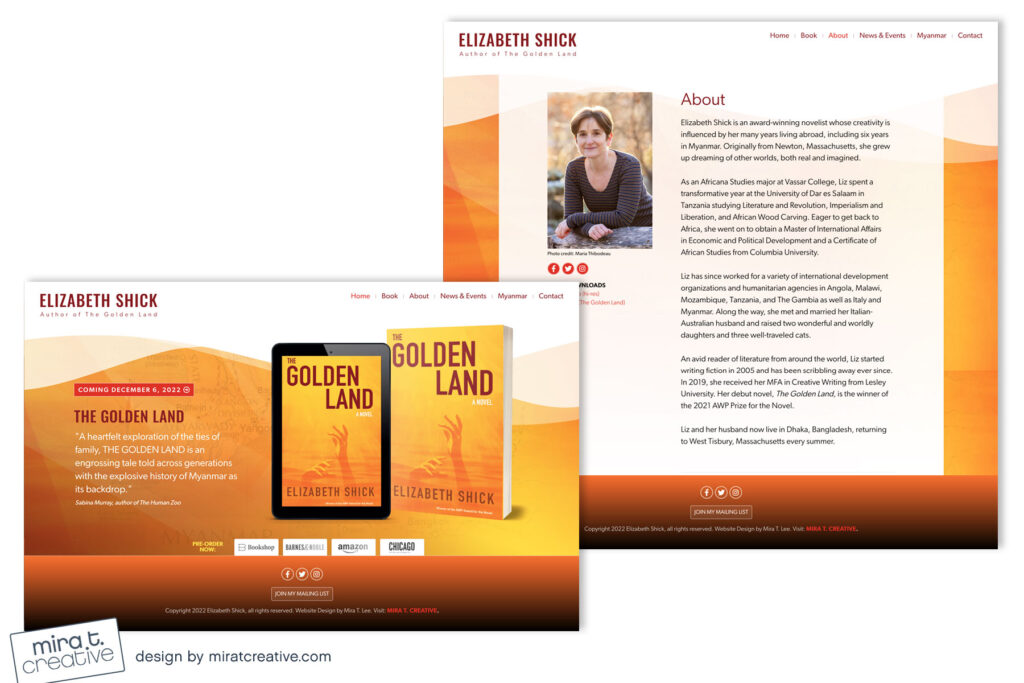 Elizabeth Shick, debut author website design