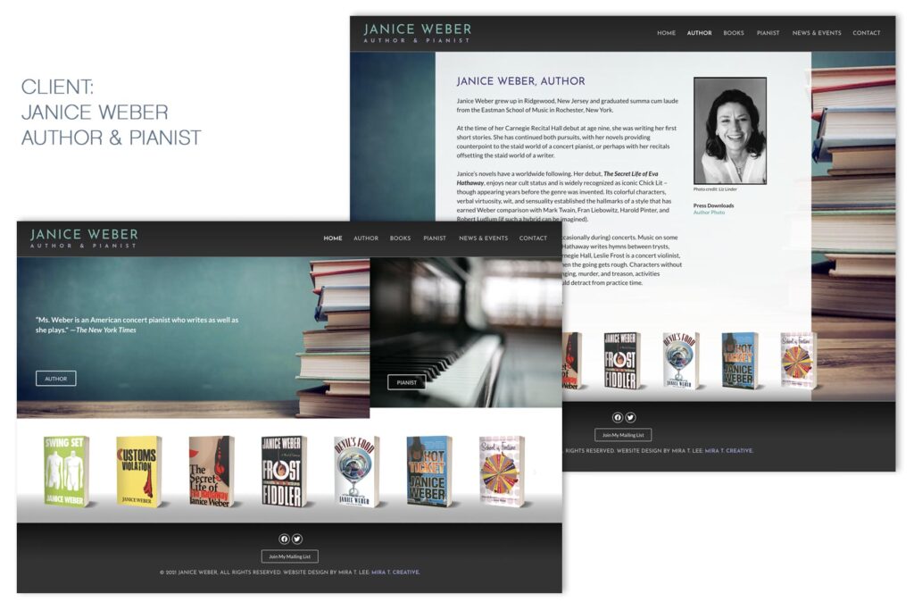 Janice Weber, pianist and author website design