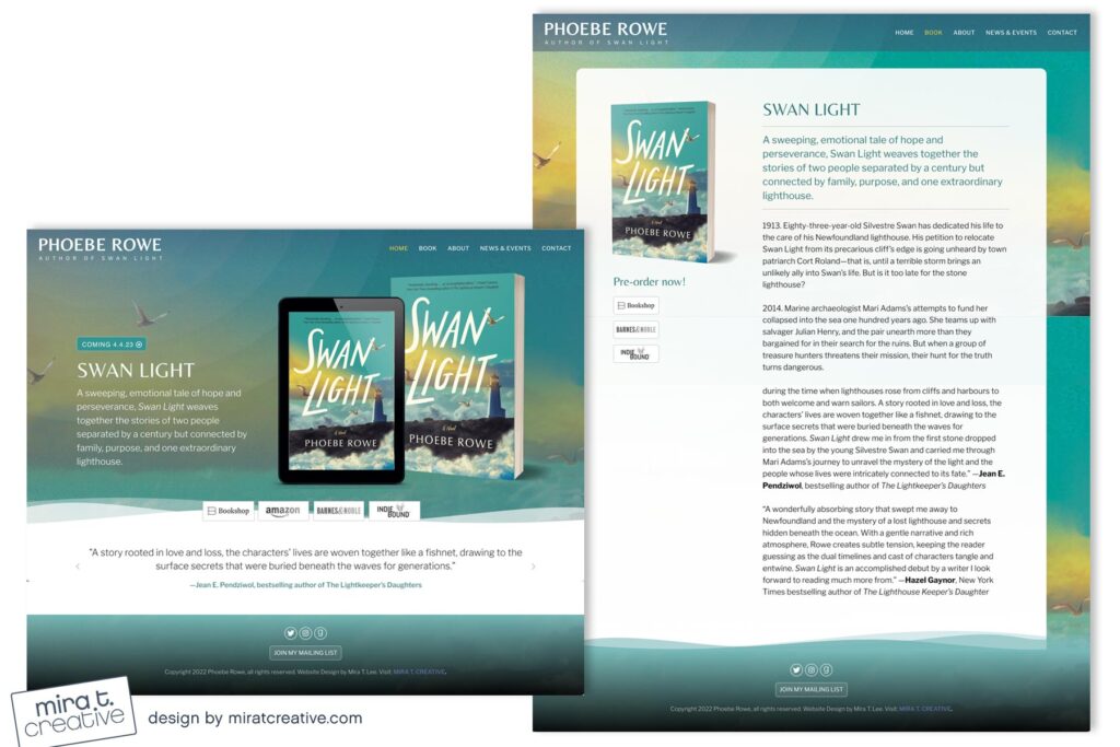 Phoebe Rowe, debut author website design