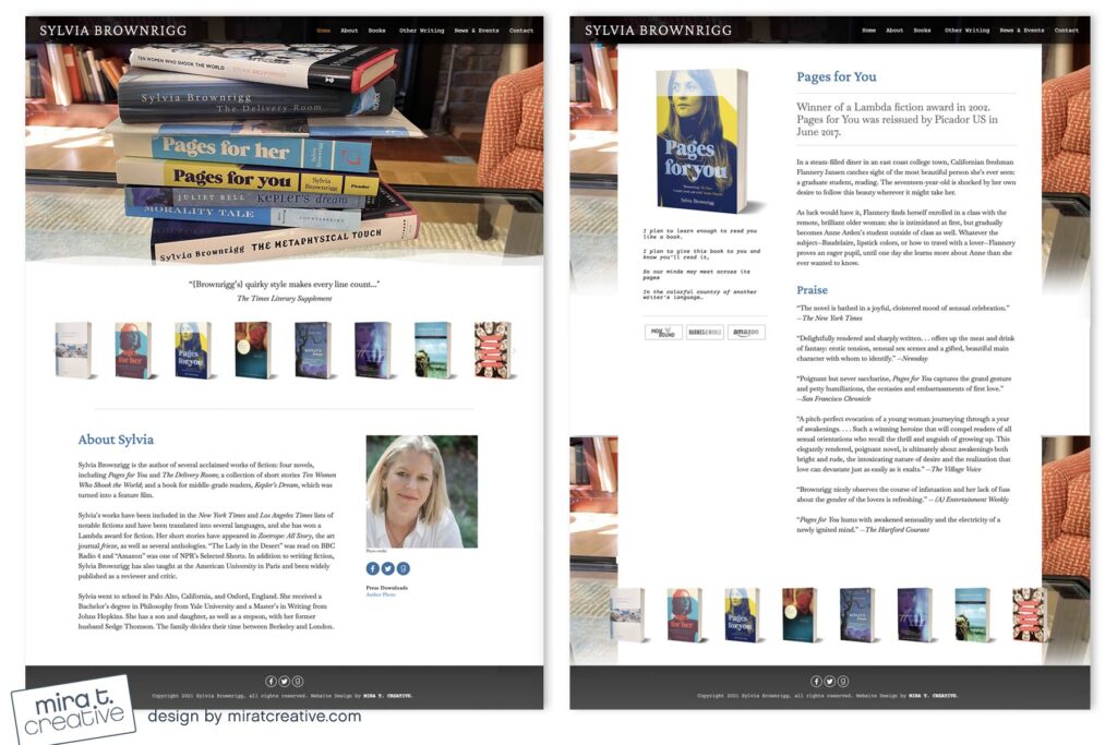 Sylvia Brownrigg, author website design