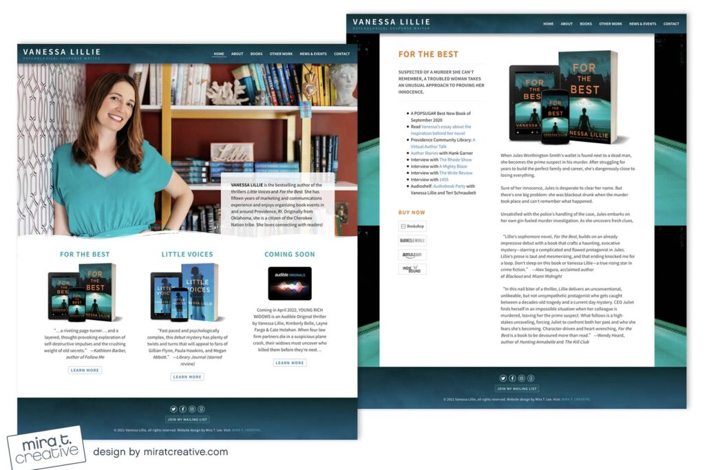 Vanessa Lillie, author website design